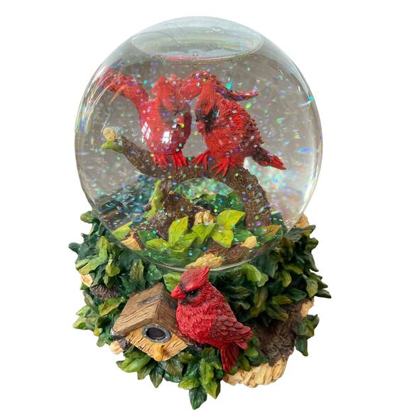 San Francisco Music Box Red Cardinal Water Globe Snow Once Upon A December Rare - Picture 10 of 14